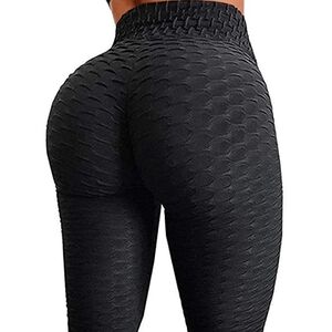 Black Textured Sports Bra and Leggings Set